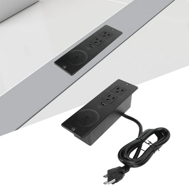 Recessed Power Strip, Desktop Outlet Flame Retardant Shell US Plug 125V 15A for Home for Furniture Installation Black,White