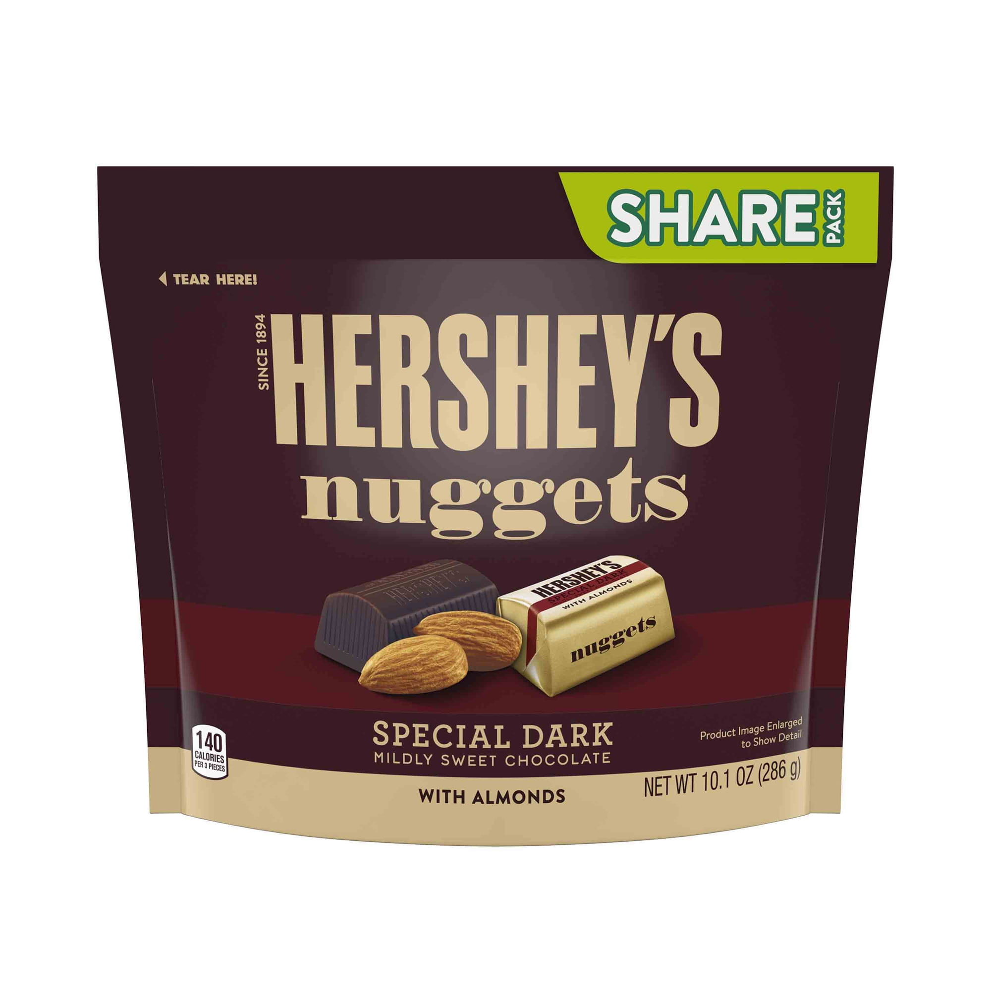 HERSHEY'S NUGGETS SPECIAL DARK Mildly Sweet Chocolate with Almonds Candy, 10.1 oz, 3 Pack