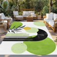 thumbnail image 2 of Boho Middle Century Outdoor Rug 4x6 Ft - Reversible Patio Rug Outdoor Camping Rugs, Abstract Green Geometric Botanical Washable Indoor Outdoor Area Rugs, Non-Slip Outdoor Carpet Runner for Deck/Porch, 2 of 8