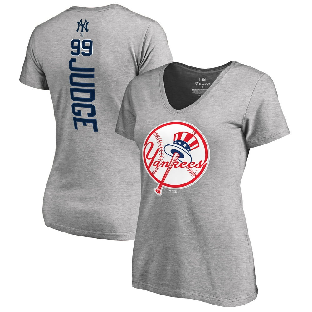 Aaron Judge New York Yankees Fanatics Branded Women's Backer Name & Number T-Shirt - Gray