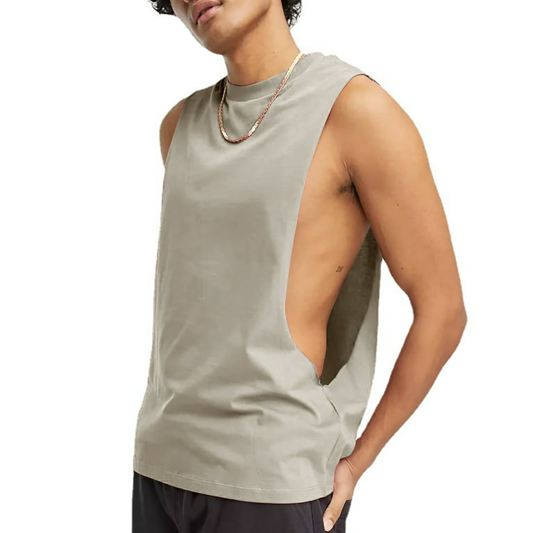 Men Fashion Spring Summer Casual Sleeveless O-Neck Solid Color Tank Tops  Vest Sport Shirts Male Cool Camis Dailywear