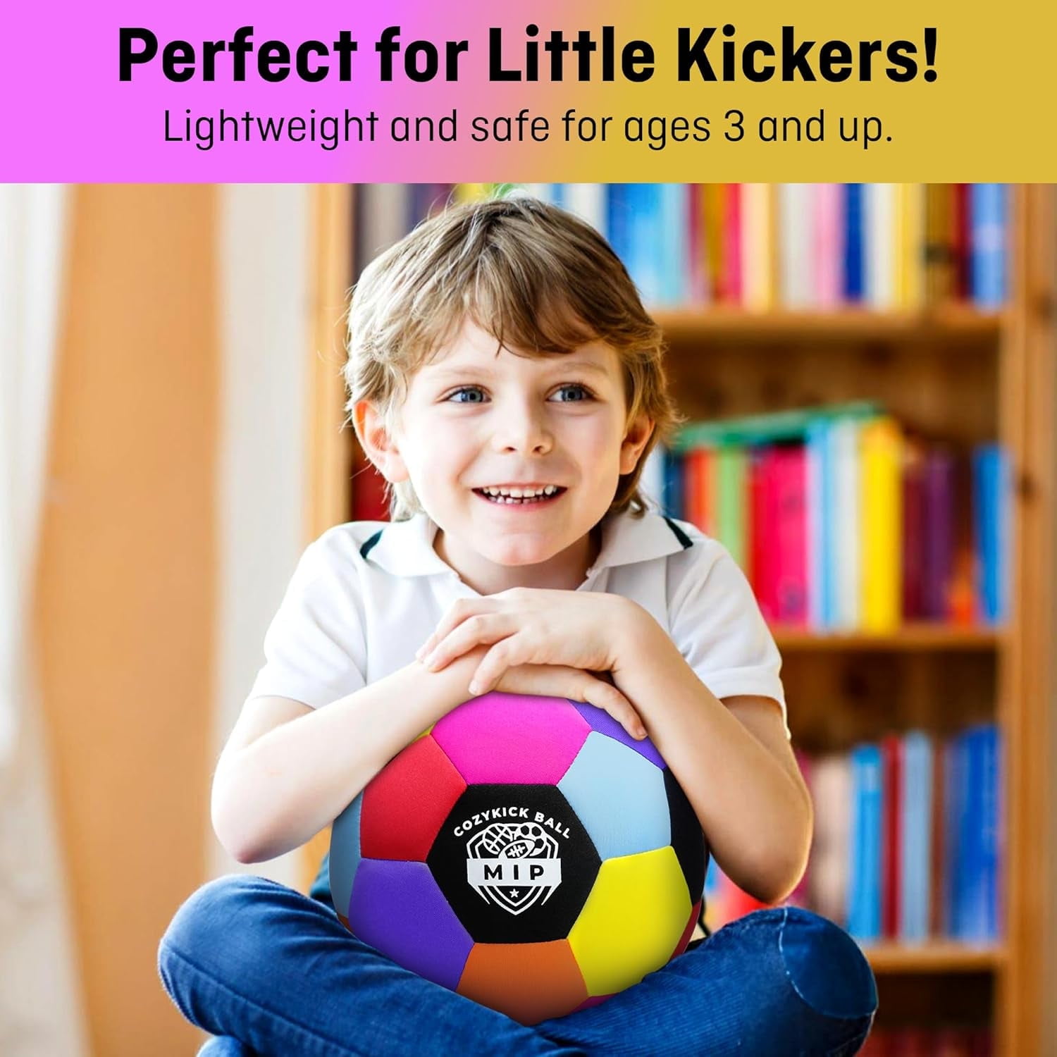 MIP Soft Indoor Soccer Ball – Size 4 Padded Ball for Kids Safe for Indoors Real Bounce Feel Quiet Ball for Active Play at Home