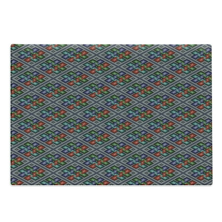 

Ethnic Cutting Board Traditional Folk Pattern in Knitting Form South American Ecuador Geometric Tropical Decorative Tempered Glass Cutting and Serving Board Large Size Multicolor by Ambesonne