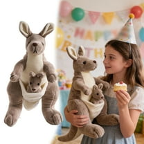Fren Good Day Kangaroo Plush Toy Mother And Baby Soft Stuffed Animal Cuddly Pair For Imaginative Play 28X10X5Cm