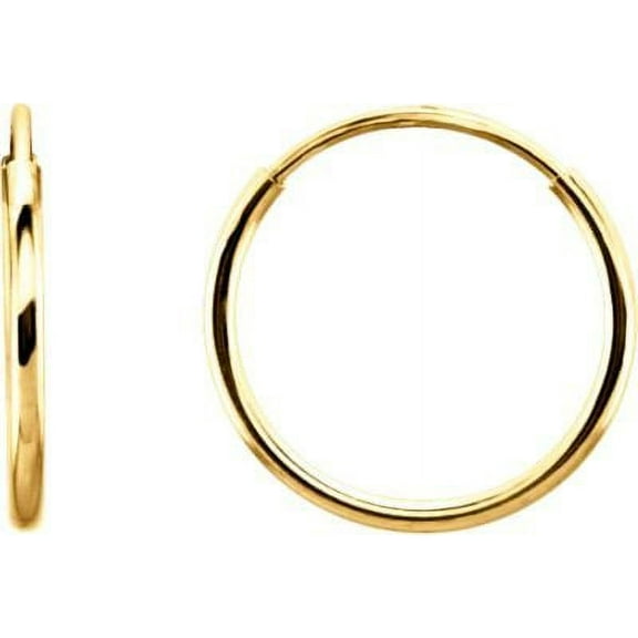 14k Yellow Gold 12mm Polished Endless Hoop Earrings - .3 Grams