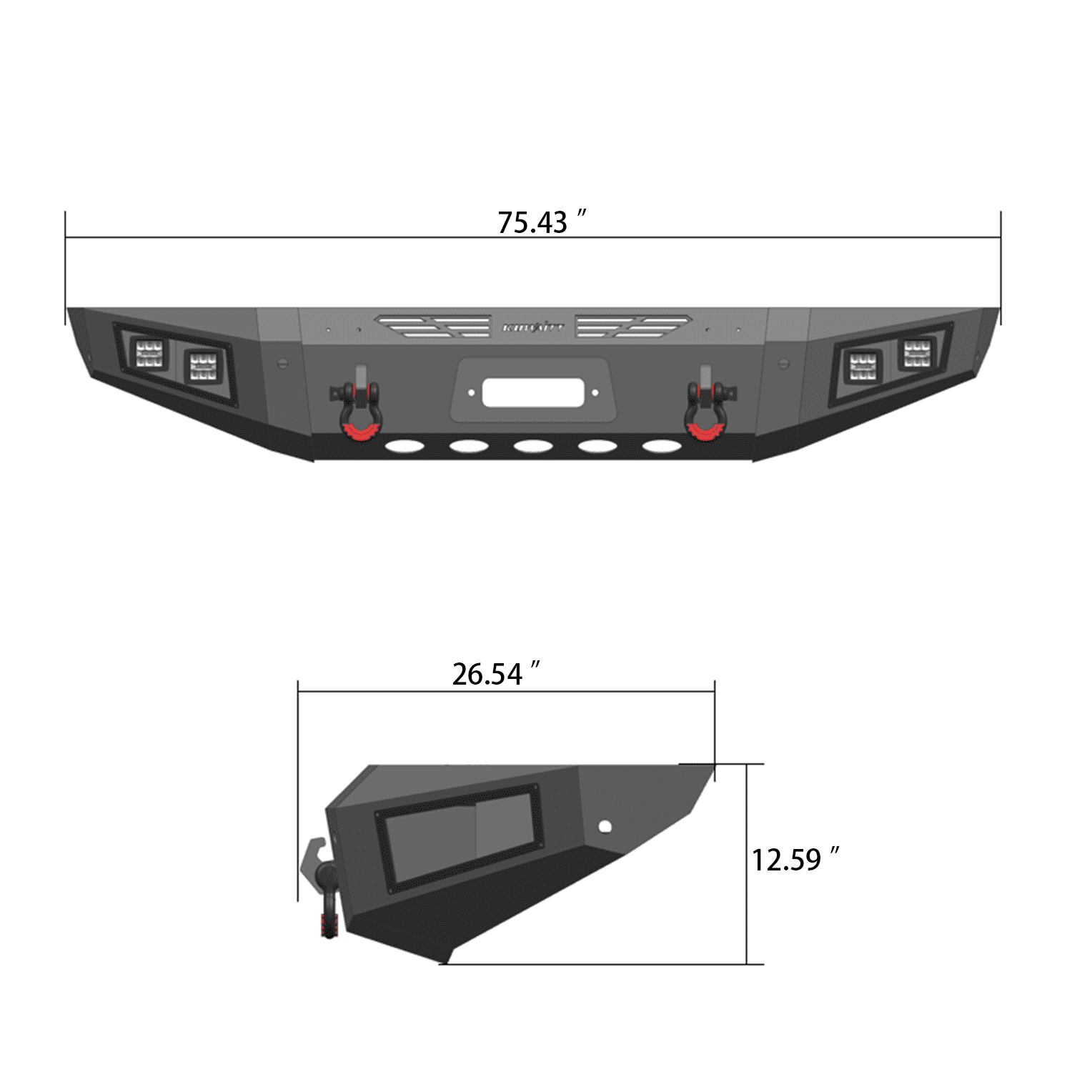 TIOYAR Steel Front and Rear Bumper for 2009-2014 Ford F150 (Not fit Raptor) With Winch Plate&Lights (Black Texture)