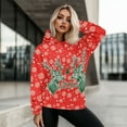 thumbnail image 5 of COEQINE Sweatshirts Pullover Women's Hoodies Long Sleeves Tops Oversized Crewneck Fit Soft Loose Hooded Sweatshirt Fashion Y2K Christmas Deer and Christmas Tree Casual Wear, M, 5 of 7