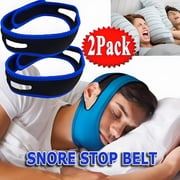 XIRQI Anti Snoring Chin Strap 2-Pack, Adjustable Sleep Apnea Aid with Extra Long Velcro, Breathable Neoprene