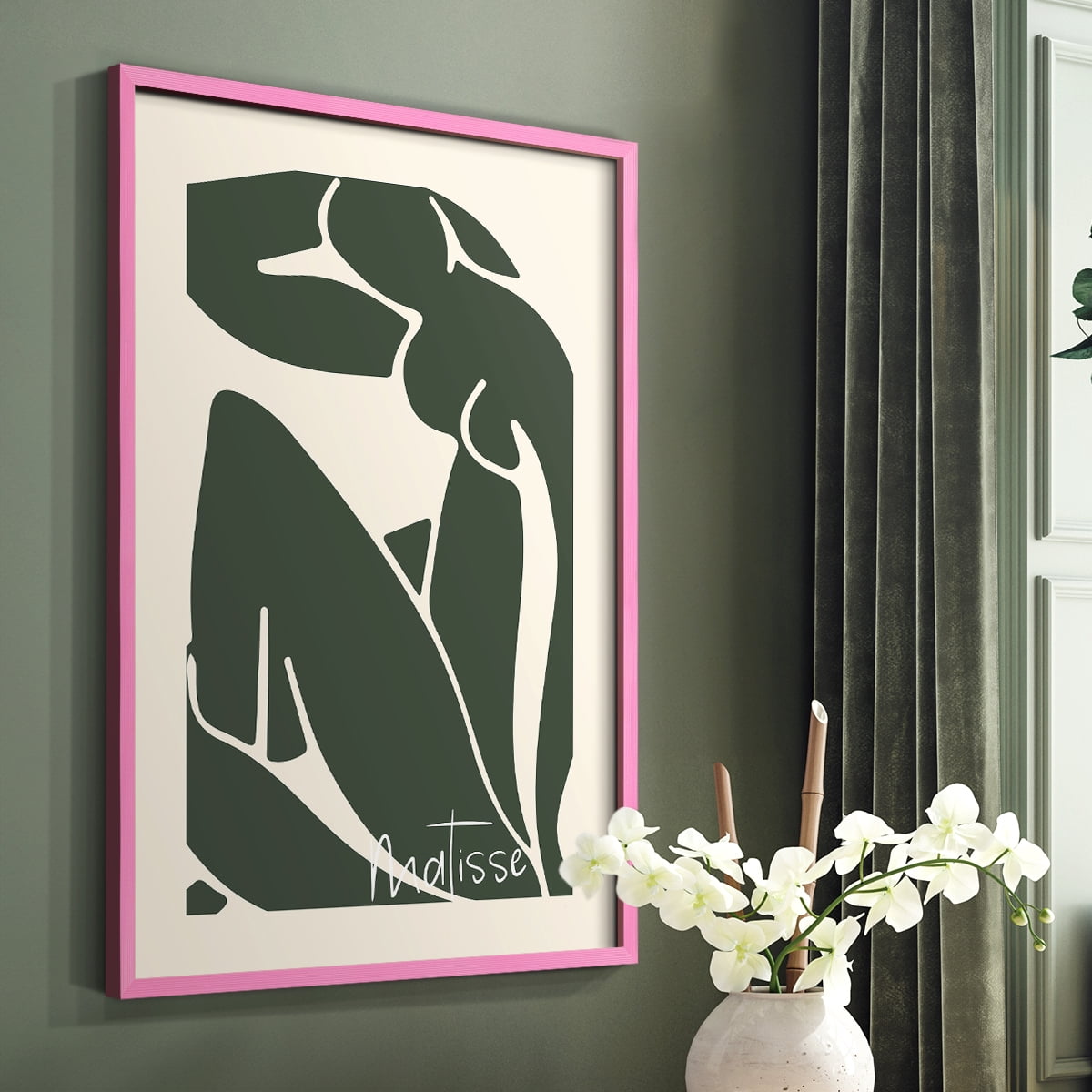 Matisse CCCVII in Pink Solid Wood 16 x 20 Framed Print