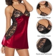 thumbnail image 3 of Camisón Con Tirantes Camisón de encaje para mujer, lencería sexy encantadora para fiesta en discoteca (rojo vino 5XL) Cgtredaw Para estrenar, 3 of 6