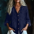 thumbnail image 2 of CHGBMOK Linen Tops for Women Casual Button Up V Neck Long Sleeve Gauze Shirt Loose Lightweight Blouses, 2 of 7