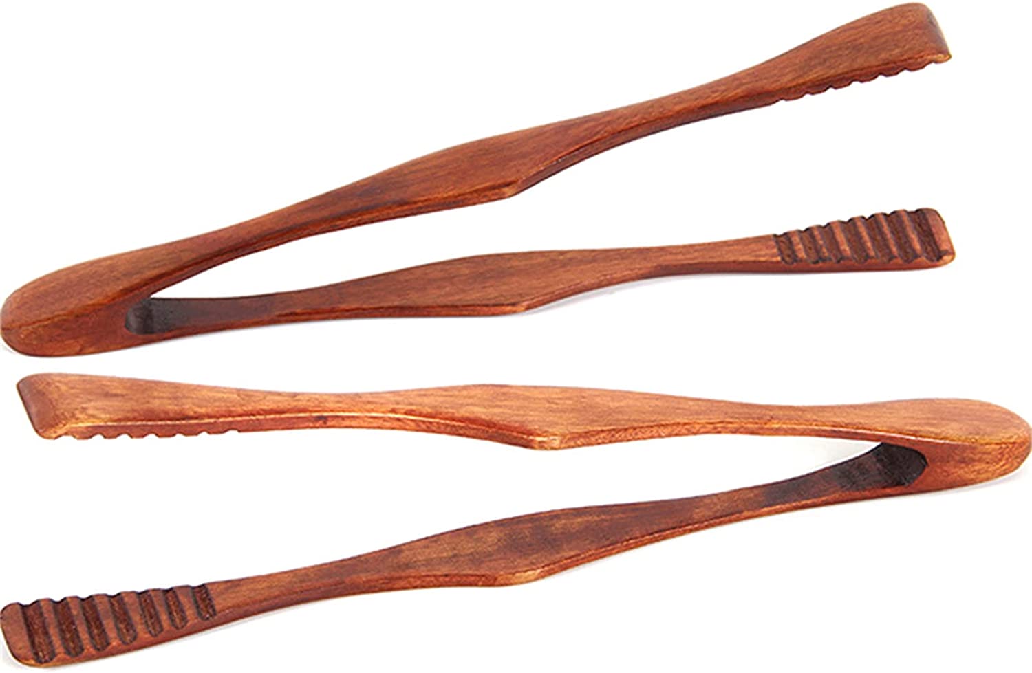 2 Pcs Wooden Toast Tongs, 10 Inches Long Easy Grip Bread Tong, Wood