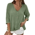 thumbnail image 2 of Censtreet Womens V Neck Long Sleeve Tops 2025 Summer Casual Loose Sleeve Work Blouse Dressy T Shirts, 2 of 6