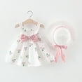 thumbnail image 2 of Weebloom Girls Spring Outfits Sleeveless Princess Dresses Hat Baby Dot Kids Toddler Bow Set Clothes Set Pink 12-18 Months, 2 of 5