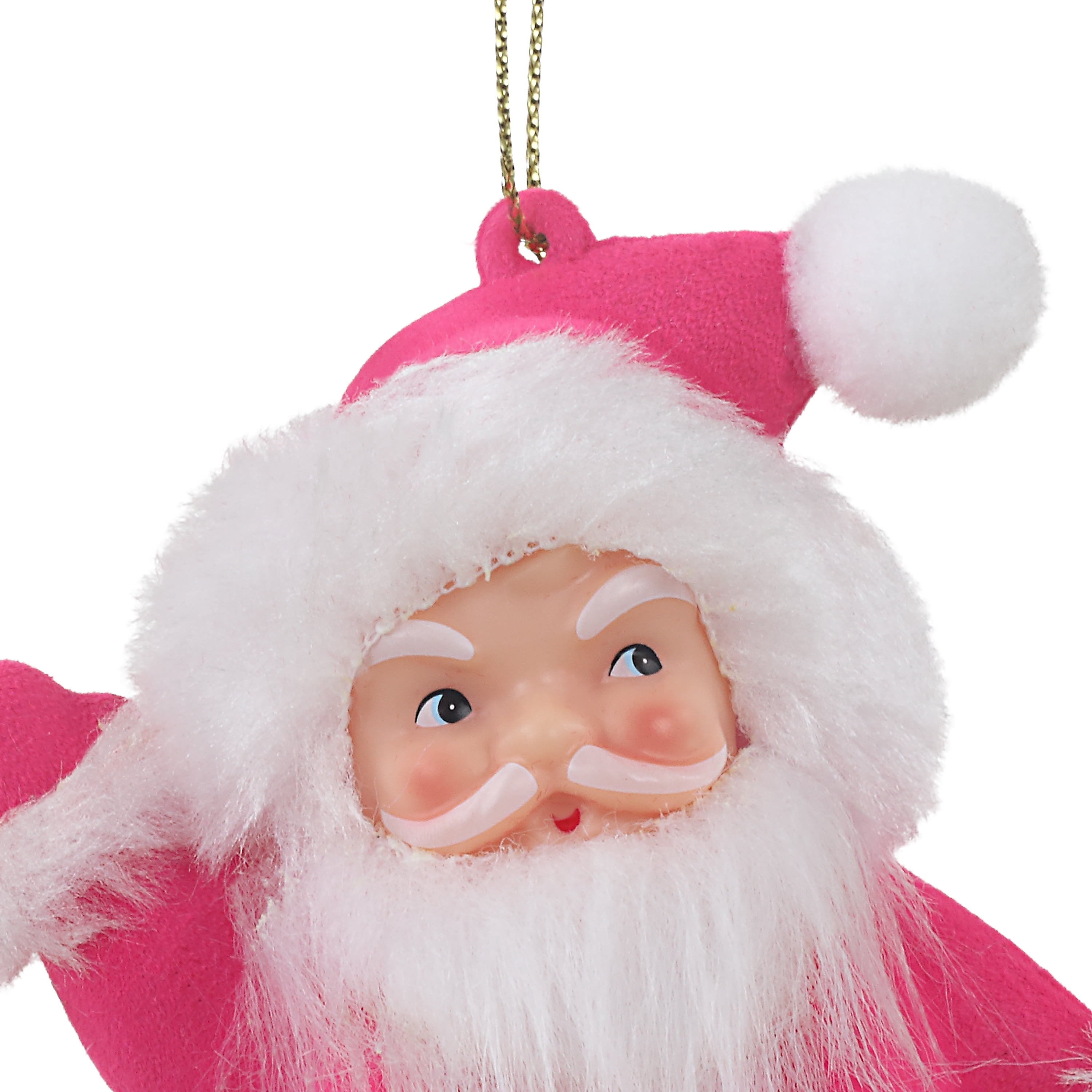Mr. Christmas 5-inch Flocked Dancing Santa Ornament, Hot Pink