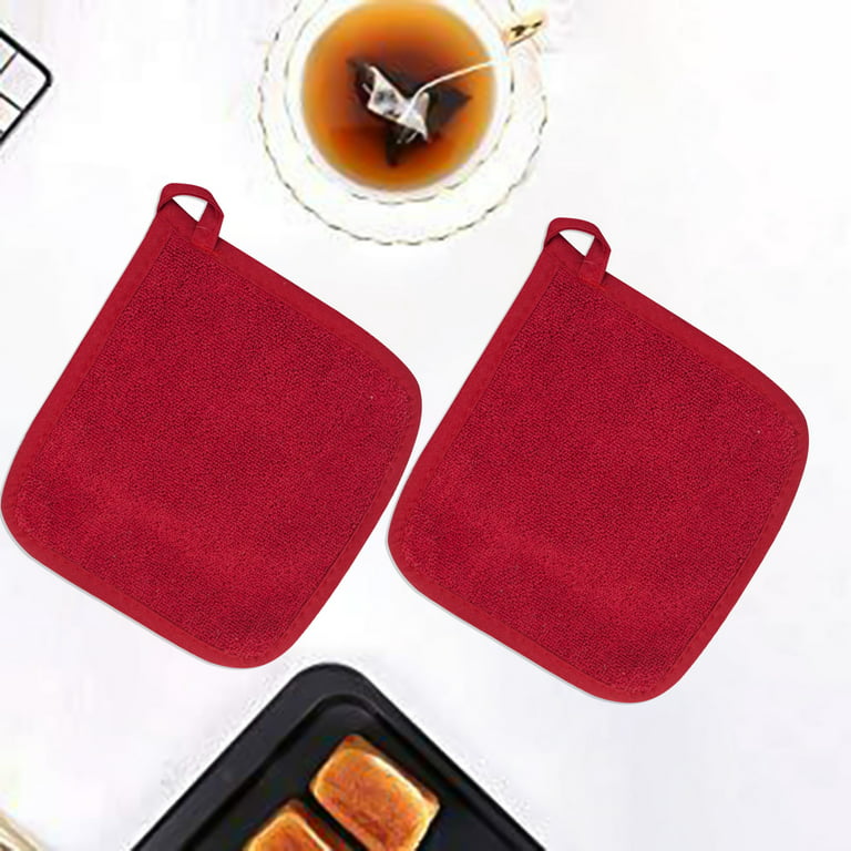 Red Pot Holders Pocket Heat Resistant Oven Mitts Hot Pad