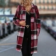 thumbnail image 2 of CHUMUD Womens Flannel Long Plaid Shacket Jacket Long Sleeve Lapel Boyfriend Button Down Coats Fall Winter Fashion Outfits, 2 of 6