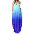 thumbnail image 1 of B91xZ Femmes Summer Robe Sans Manches Casual Flutter Sans Manches Cou Smocked Taille Élastique à Plusieurs Niveaux Robe Midi, Bleu L, 1 of 5