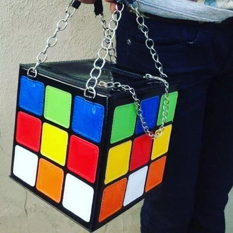 Rubik s Cube Colorful Cubic Purse Bag Handbags Clutch Bag