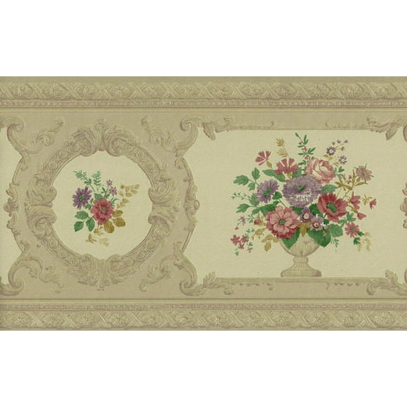 879056 Gold Satin Victorian Floral Wallpaper Border FDB02009 979b02009