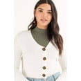 thumbnail image 2 of White Mossy Cropped Cardigan - Women's Button-Up Knit Sweater, 2 of 4