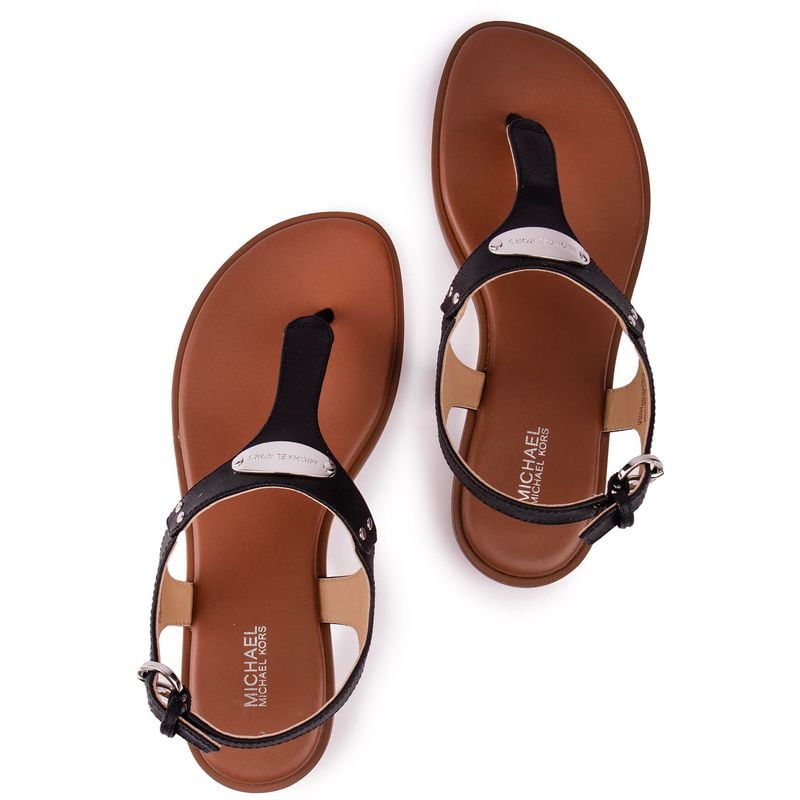 MICHAEL Michael Kors Women's Leather MK Plate T-Strap Thong Sandals -  Walmart.com