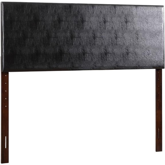 Pemberly Row Faux Leather Upholstered King Headboard in Black