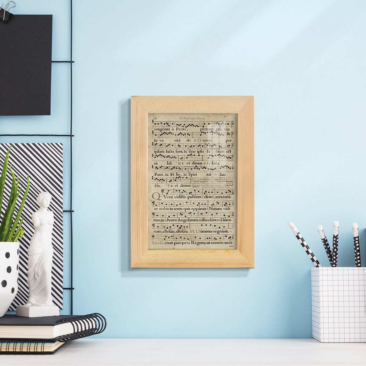 Vellum Songbook III -Framed Print w/glass-Natural Wood