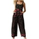 thumbnail image 2 of ICHUANYI Clearance Fashion Womens Pockets Printing Cold Shoulder Suspender Cami Pants Button Jumpsuit(Red, XXL) ICHUANYI WER2023080909488, 2 of 5