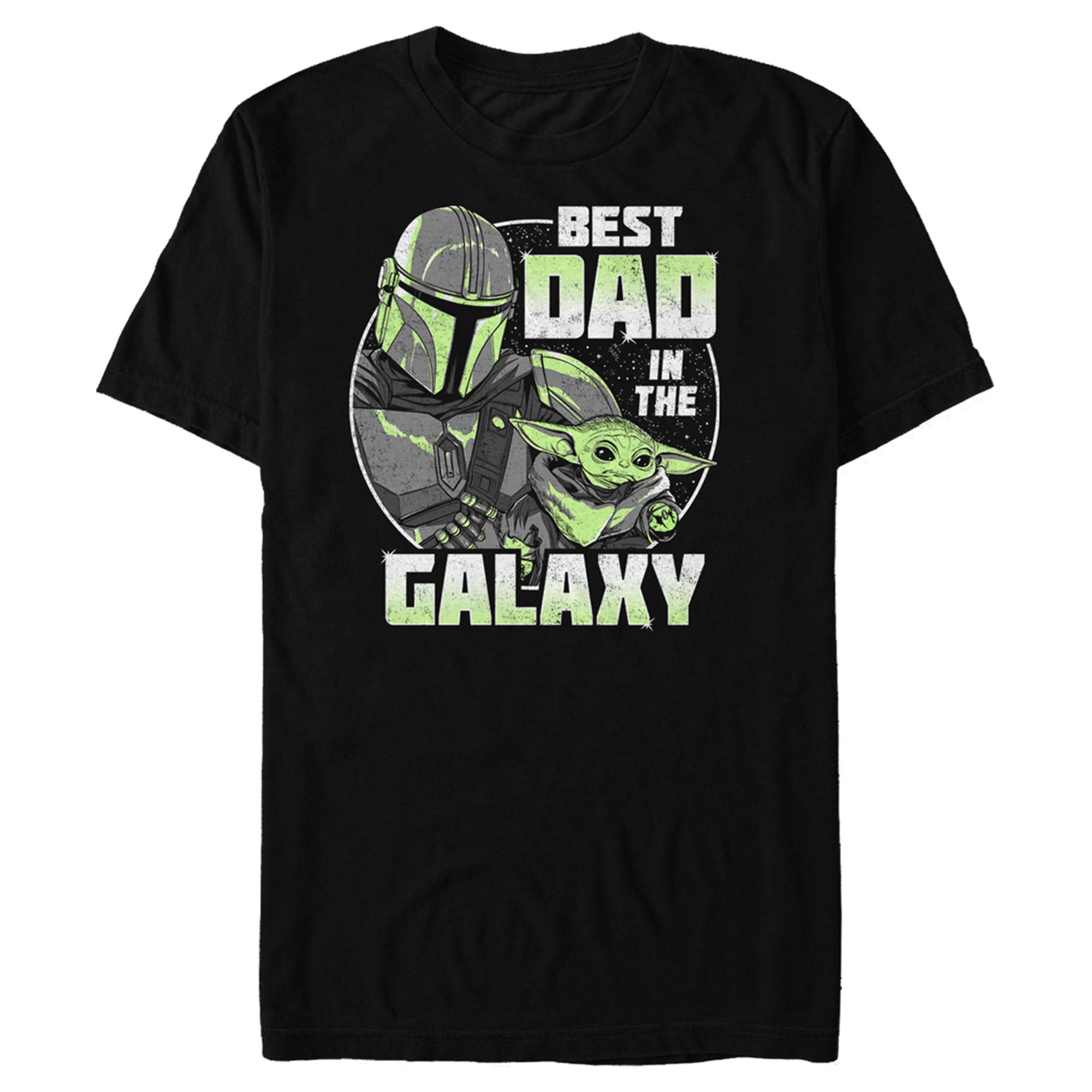 Men's Star Wars: The Mandalorian Distressed Best Dad in the Galaxy Graphic Tee Black Large