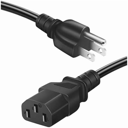Eryueer AC Power Cord 3-Prong Cable 6FT [10 Amps 125 Volts] for TV, Computer, Monitor, Printer, Radio, Samsung, Dell, Vizio, LG, Asus, Laptop, Electronics and More (10A 125V 18AWG)
