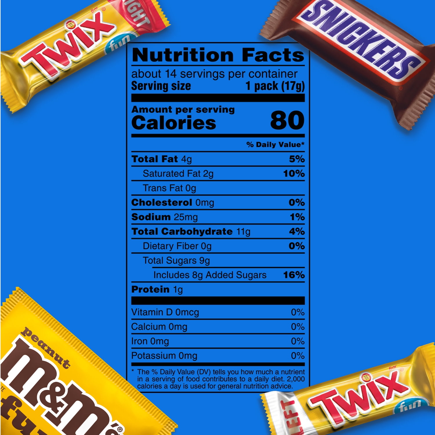 (4 pack) Snickers, M&M's & Twix Fun Size Chocolate Candy Variety Pack, Sharing Size - 8.85 oz Bag