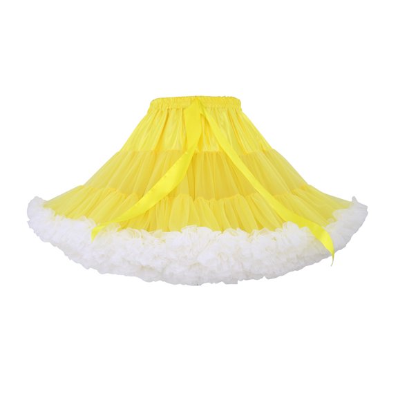 Oalirro Ballet Skirt Gift for Kids Mini Skirt Women Petticoat Underskirt Swing Tutu Princess Skirt Hippy Cosplay Cute New Yellow