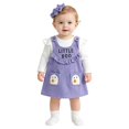 thumbnail image 3 of AUDeals Baby Girl Halloween Outfit Long Sleeve Ruffle Romper Ghost Embroidery Overall Dress Headband Cute Fall Clothes ﻿ (Purple, 3-6 Months), 3 of 9
