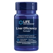 Life Extension Liver Efficiency Formula, supports healthy liver function at the cellular level and optimal levels of antioxidants in liver metabolism, gluten-free, non-GMO, vegetarian, 30 capsules