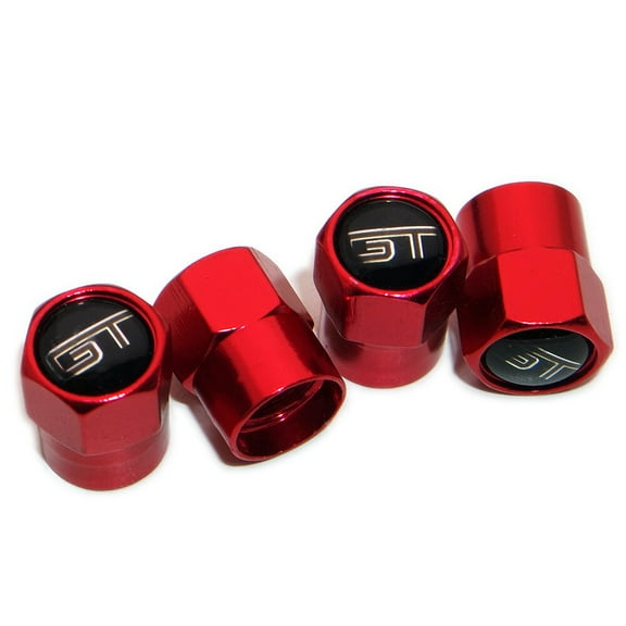 4pcs Hex Fit Ford GT Car Wheels Tire Air Valve Caps Stem Dust Cover Decor Red