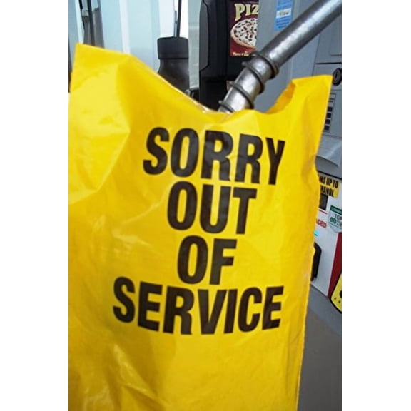 Yellow Out of Service Bags for Fuel Pumps, 24 Per Sleeve, 6 Sleeves Per Box, 9" x 11", 4" Nozzle Opening at Top$$Other
