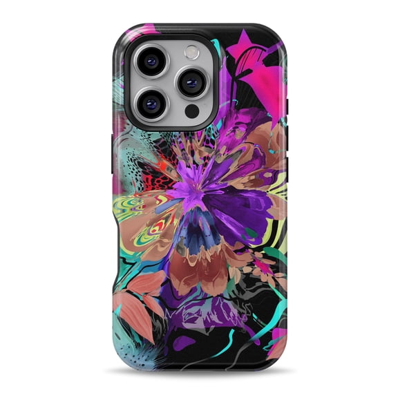 DesignSkinz Scratch-Resistant Hard Slim Case Compatible with iPhone 16 (Compatible with MagSafe) - Geometric Abstract Floral