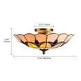 thumbnail image 2 of Litfad Tiffany Style Antique Stained Glass Ceiling Light Fixture Flower Pattern Flush Mount Ceiling Lamp for Bedroom,White,16'', 2 of 7