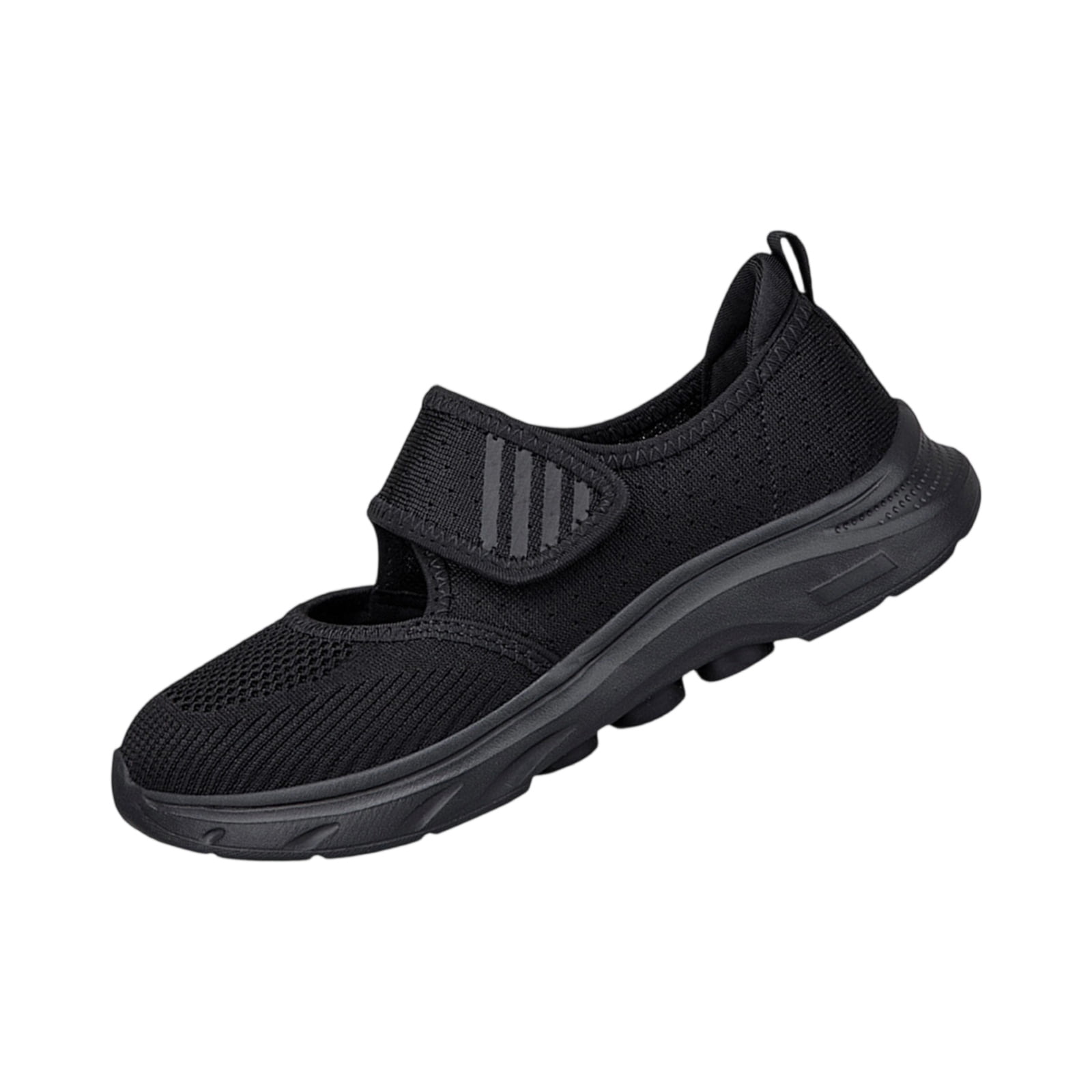 NexTorq Non Slip Shoes for Women, Women's Mesh Adjustable Nurse Shoes Comfortable Hollow Breathable Working Orthotic Wedges Mary Jane Lightweight Out Granny Non-Slip Walking Shoe Black 8