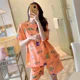 thumbnail image 4 of Conjunto de ropa de dormir holgada de manga corta con cuello redondo para mujer, ropa cómoda para el hogar de talla grande con estampado de dibujos animados, ligera para verano, 4 of 5
