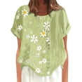 thumbnail image 4 of Innerwin T-Shirt à Imprimé Floral pour Femmes, Col Rond, Confortable, Jaune Clair, P, 4 of 5