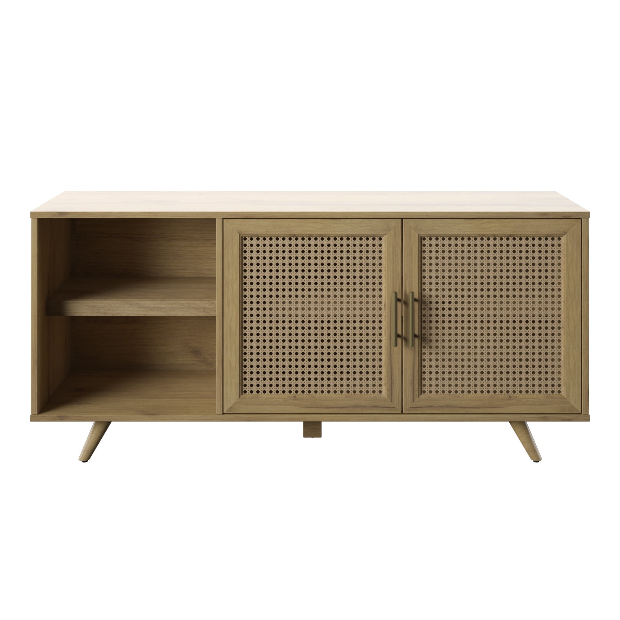Twin Star Home Rattan TV Stand for TV's up to 60" in Campbell Oak