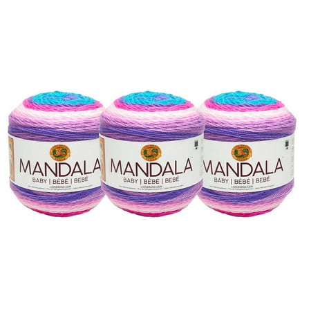 UPC: 0842093112051 | Lion Brand Yarn Mandala Baby Unicorn Cloud Self-Striping Baby Light Acrylic Multi-color Yarn 3 Pack