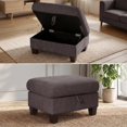 thumbnail image 4 of Poshby Storage Ottoman Coffee Table with Chenille Material, Solid Wood Leg for Living Room, Dark Gray, 4 of 7