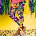 thumbnail image 2 of Festive Outfits for Women Mardi Gras Leggings Colorful Graphic Printed Tights Holiday Party Slim Fit Pants (XL, Gold), 2 of 5