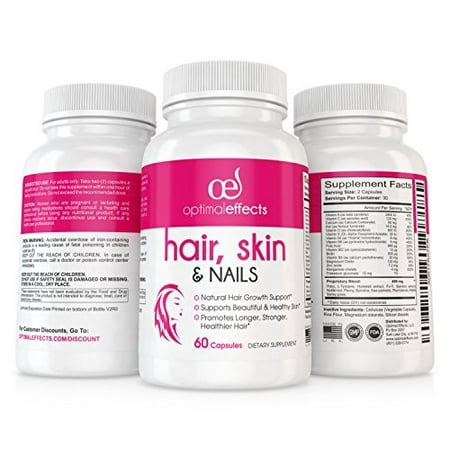 Human Growth Complex Side Effects - Hair Growth Formula for Longer, Stronger, Healthier Hair and Nails by Optimal Effects - Formulated with Biotin, Keratin, Niacin & More (60 Veggie Capsules)