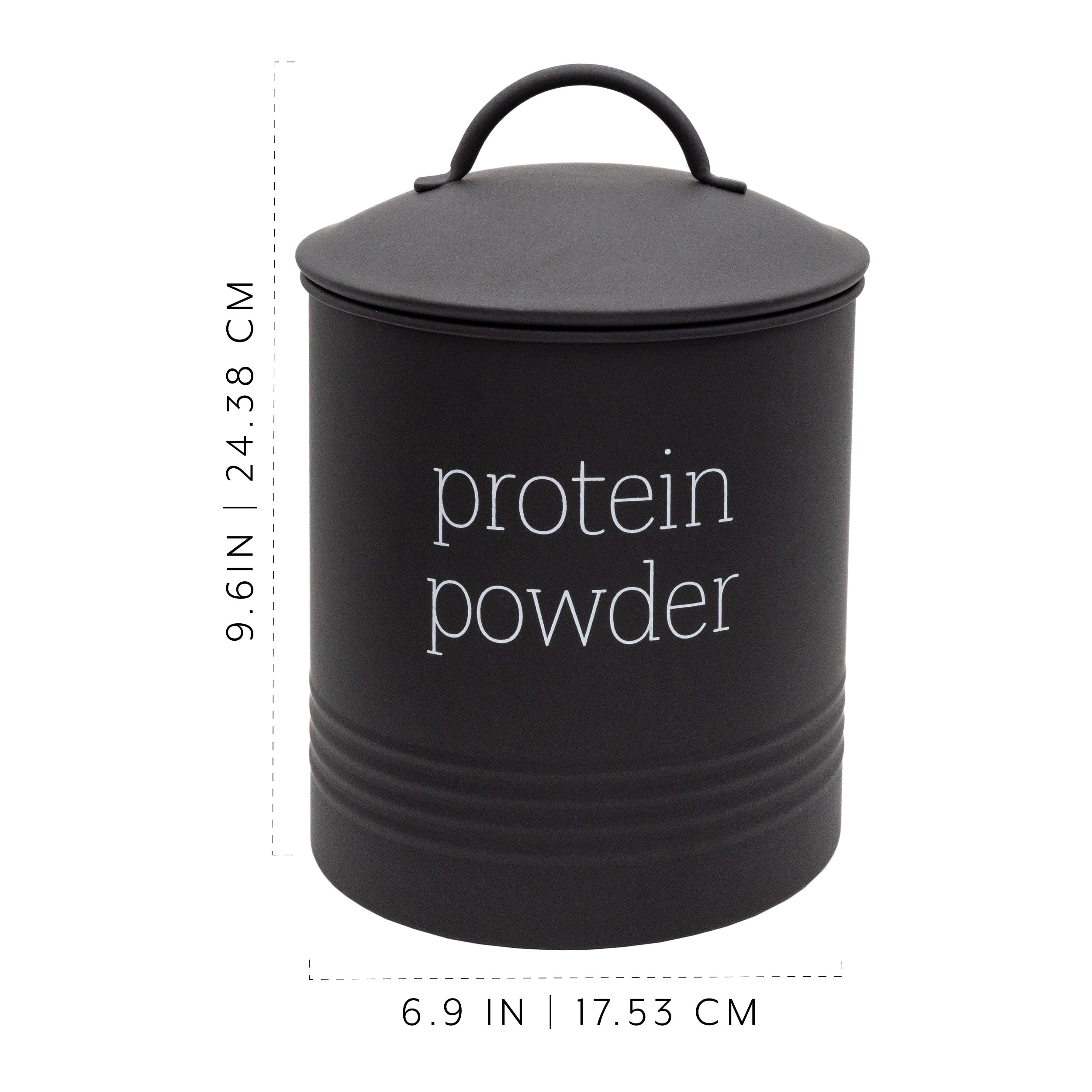 AuldHome Enamelware Protein Powder Canister (Black); Modern Farmhouse Style  Storage for Kitchen