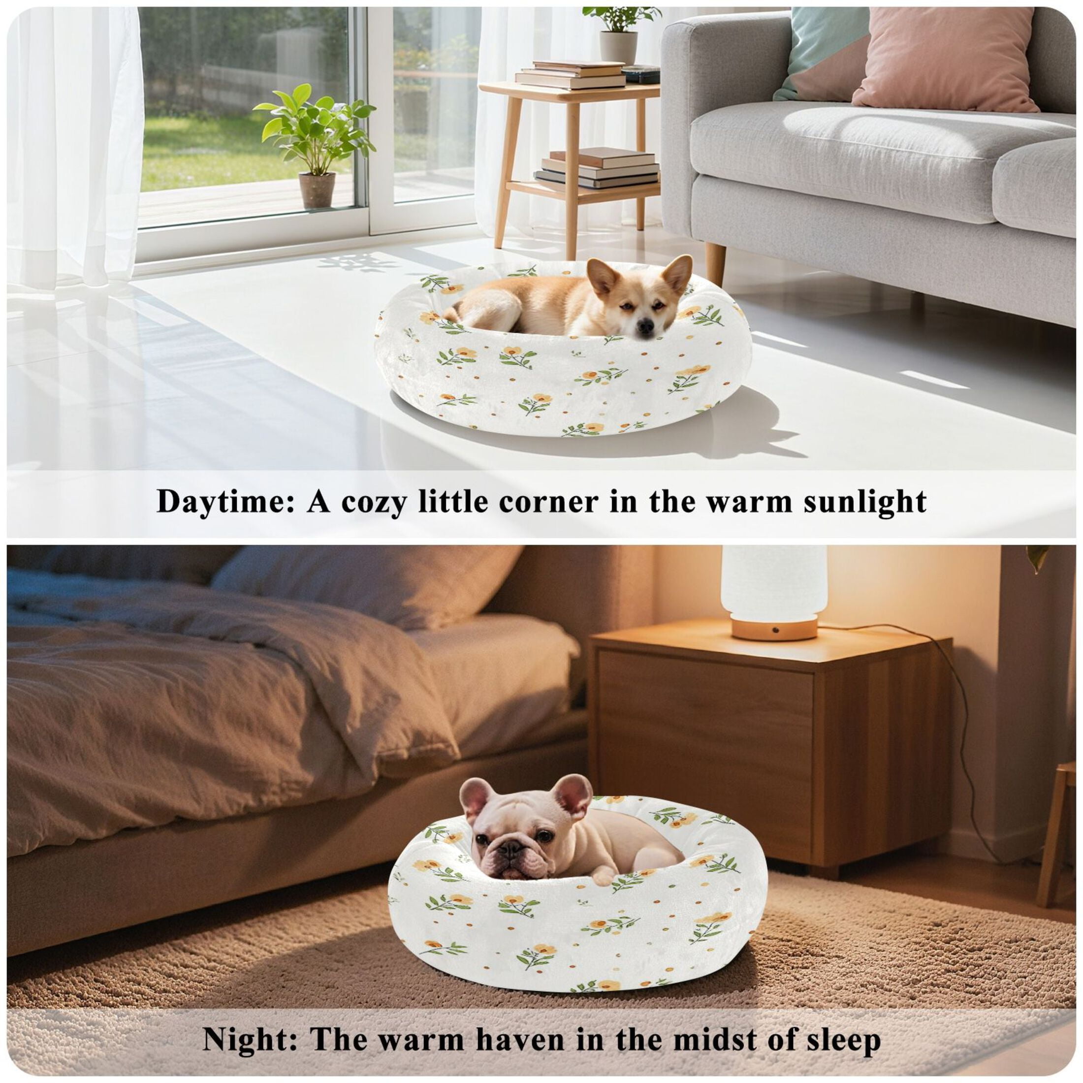 Iauyy Pet Couch Donut Cat Bed for Indoor Cats/Small Dogs Washable & Machine with Non-slip Bottom Calming Cat Furniture, Compact and Exquisite (S)