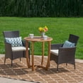 thumbnail image 2 of GDF Studio Brantly Outdoor Acacia Wood and Wicker 3 Piece Bistro Set with Cushions, Teak, Multibrown, and Beige, 2 of 13